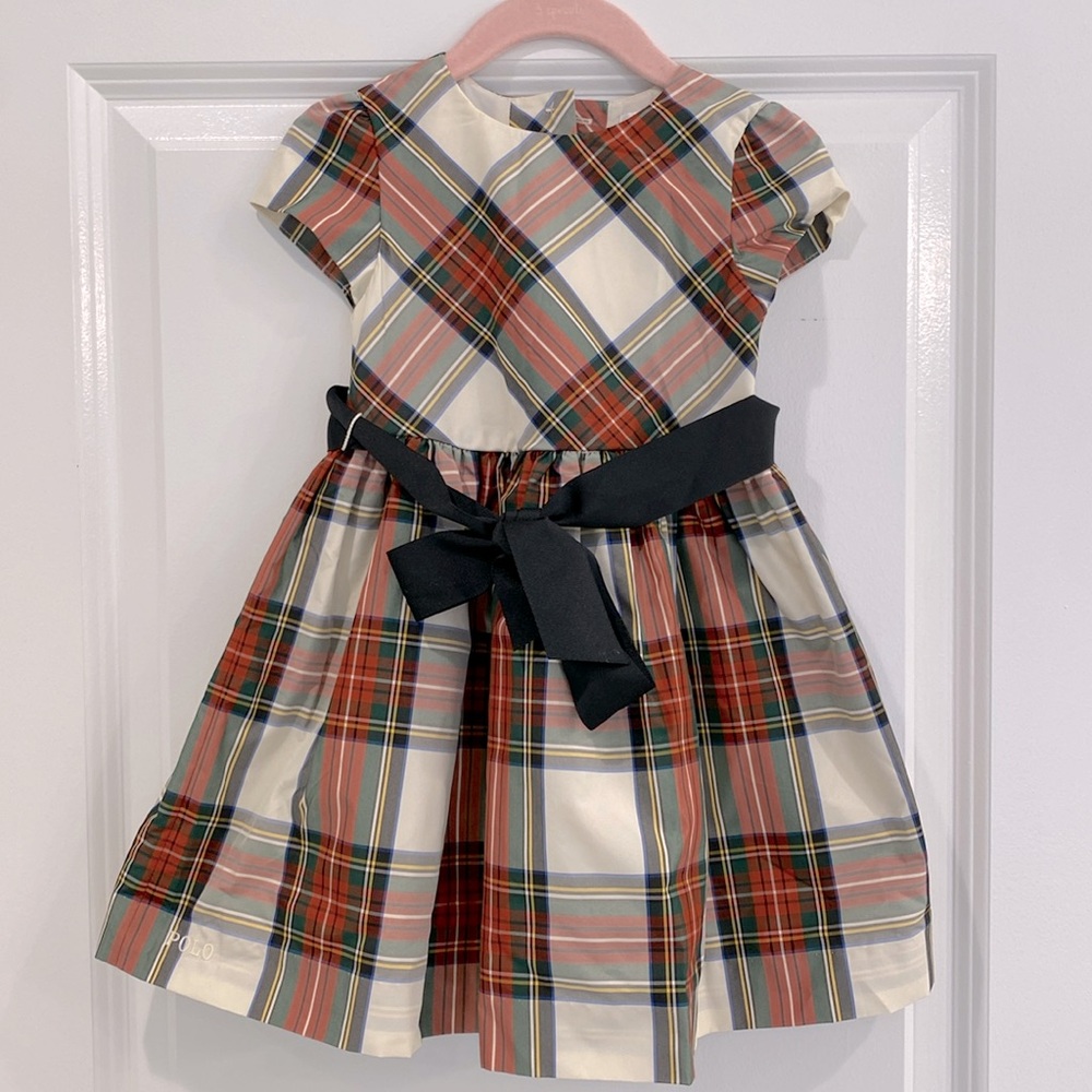 Ralph Lauren Plaid Dress with Black Bow